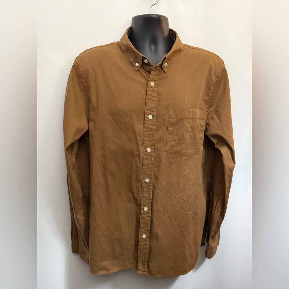 BUCK MASON Shirt Mens L Skyline Poplin Button Down Chest Pocket Brown Cotton - Picture 5 of 14